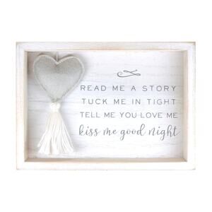 PRINZ Le Petit Kiss Me Goodnight Plush Heart Decorative Nursery Wall Plaque 5x7"
